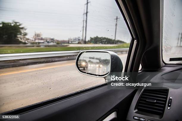 Rainy Day On Highway Stock Photo - Download Image Now - Car, Side View, Mirror - Object