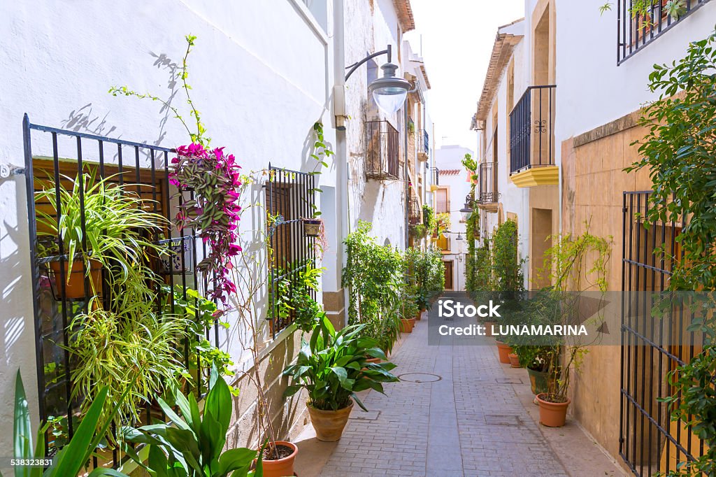 Javea Xabia old town streets in Alicante Spain Javea Xabia old town Mediterranean streets in Alicante Spain City Stock Photo