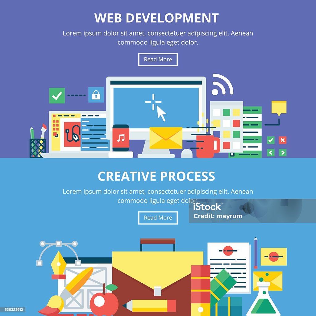 Process Development Banner Photo Web Development Creative Process Banners Vector Illustrations Stock ...