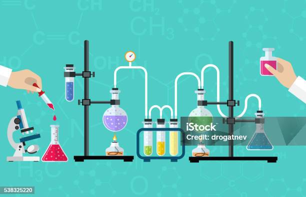 Medical Laboratory Desktop Stock Illustration - Download Image Now - Chemistry, Laboratory, Chemistry Class