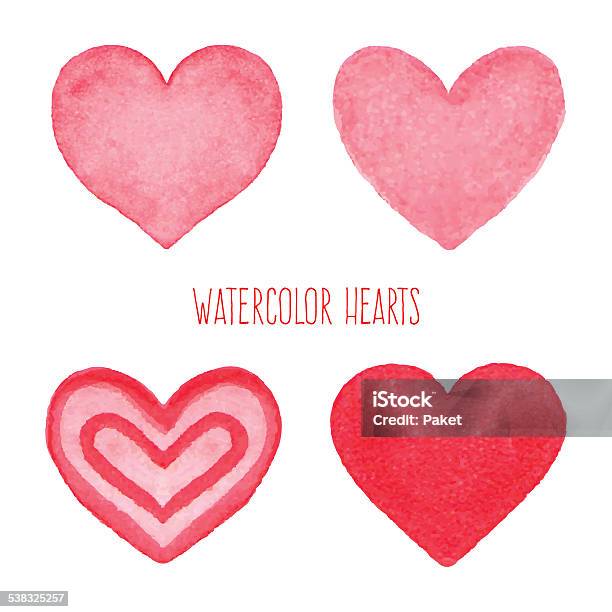 Set Red Pink Color Love Heart Valentine Day Shape Art Watercolor Painting  Illustration Design Drawing Romantic Symbol White Isolated Background Stock  Illustration - Download Image Now - iStock