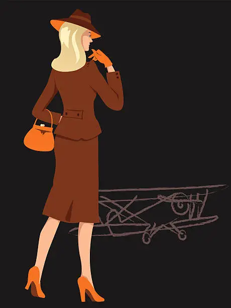 Vector illustration of Woman on the airfield