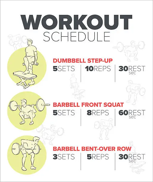 Vector illustration of Schedule of workout at the gym