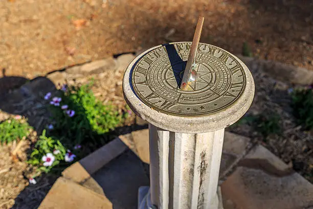 A sundial telling the time.