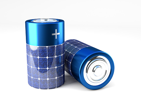 fotovoltaic energy battery 3d image on white