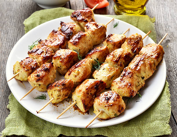 istock Grilled chicken on bamboo skewers 538326828