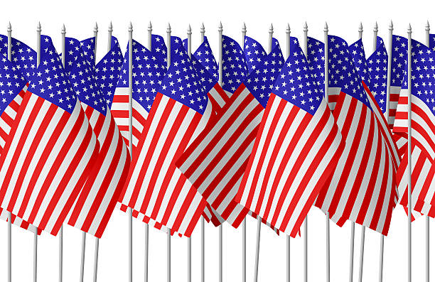 istock Many small american flags in row isolated seamless 538327112