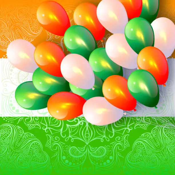 Vector illustration of Green, white, orange balloons