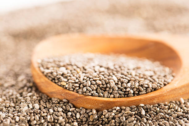 istock Dark Chia Seeds On Wooden Spoon 538327263