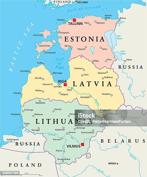 Vetores de Mapa Político Dos Estados Do Mar Báltico e mais imagens de Mapa - Mapa, Países Bálticos, Letônia