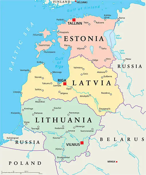 Vector illustration of Baltic States Political Map