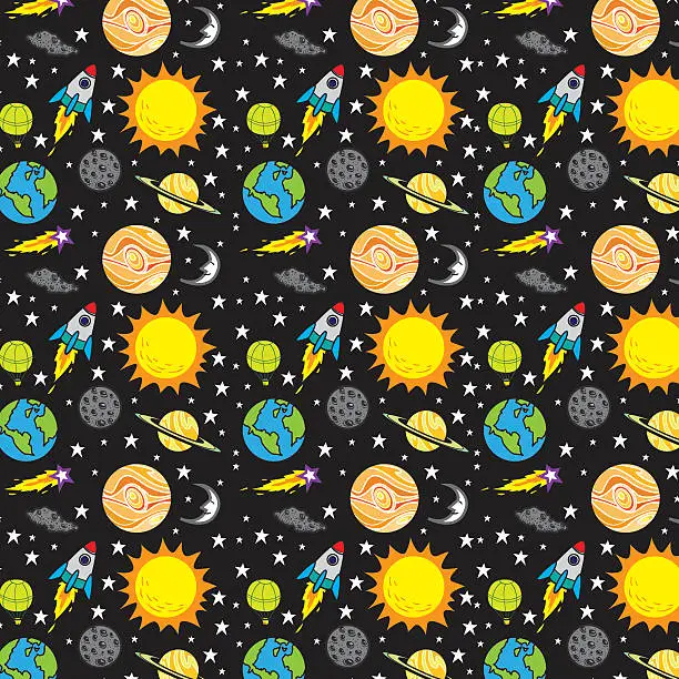 Vector illustration of Space Theme Cartoon Background