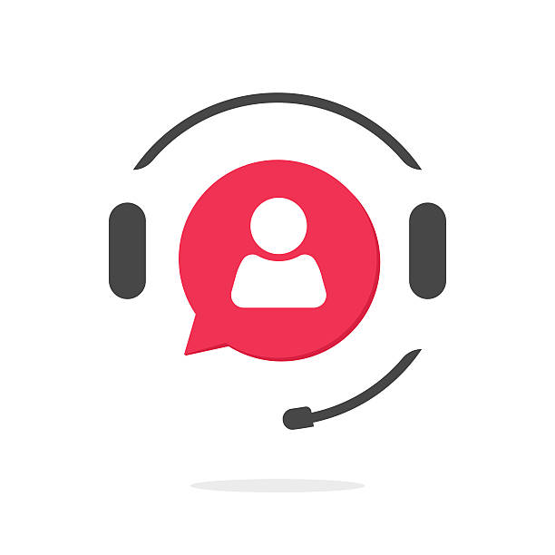 Customer support vecot icon, phone assistant logo Customer support vecot icon isolated on white, phone assistant with headphones logo service occupation stock illustrations