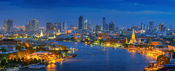 vista panorámica de bangkok - bangkok fotografías e imágenes de stock