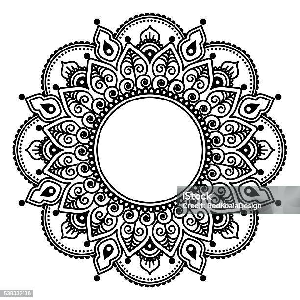 Mehndi Lace Indian Henna Tattoo Round Design Or Pattern Stock Illustration - Download Image Now