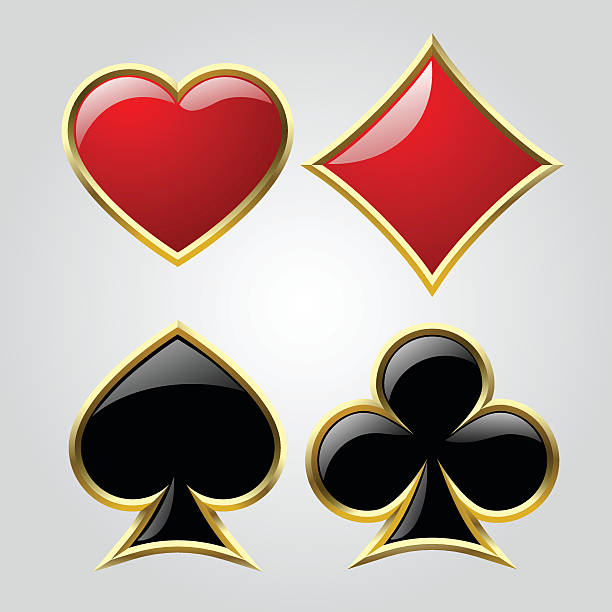 illustrations, cliparts, dessins animés et icônes de jeu de symboles de cartes - heart shape stone red ecard