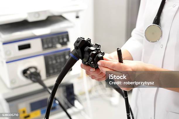 Doctor Gastroenterologist Stock Photo - Download Image Now - Colonoscopy, Endoscope, Computer