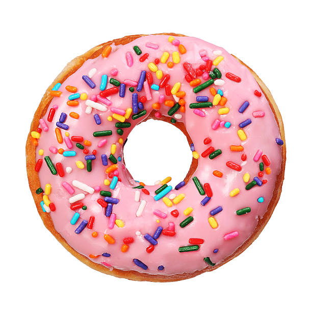 Donut with sprinkles isolated Donut with sprinkles isolated on white background donuts stock pictures, royalty-free photos & images