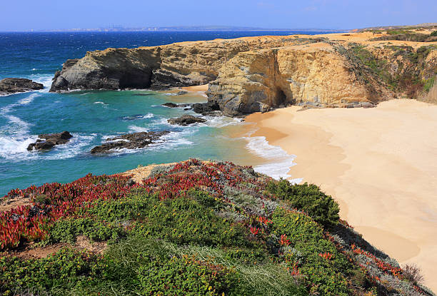 Portugal, Alentejo, Sines. Port Covo on Portugal's Atlantic West coast. stock photo