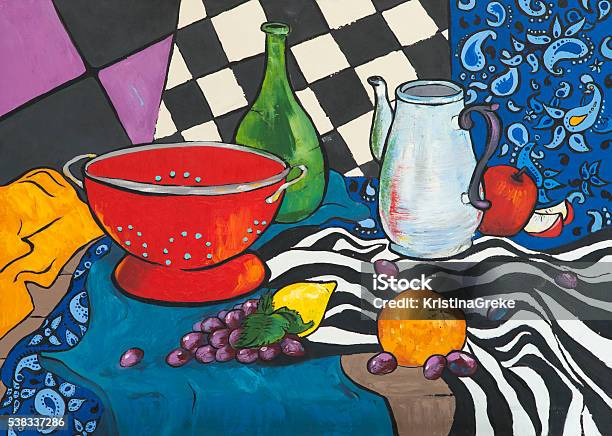 Still Life Oil Painting In The Style Of Fauvism Stock Photo - Download Image Now - Still Life, Painted Image, Art
