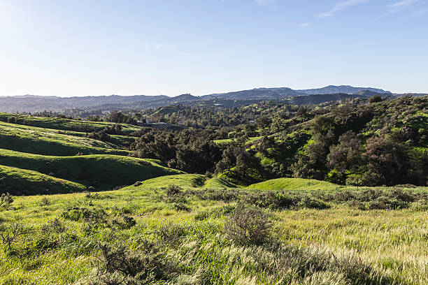 West Hills California View towards West Hills and Woodland Hills in the San Fernando Valley region of Los Angeles, California. woodland hills los angeles stock pictures, royalty-free photos & images