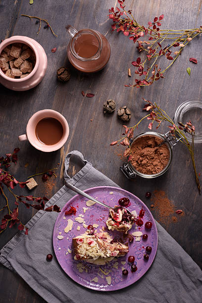 istock Cranberry cake, cup of hot chocolate 538339576