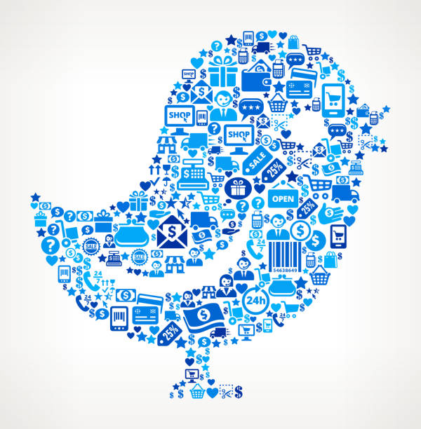 twitter bird shopping and commerce blue icon pattern - twitter 幅插畫檔、美工圖案、卡通及圖標