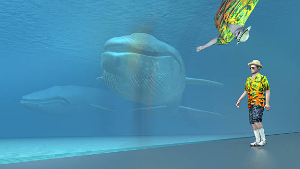 Man in a sea aquarium