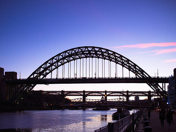 Bridges over the River Tyne in Newcastle at dusk The Tyne Bridge in Newcastle silhouetted at dusk, with the other bridges over the River Tyne in the distance. tyne bridge stock pictures, royalty-free photos & images