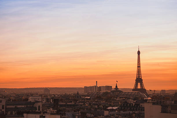 istock skyline of Paris, sunset panoramic view of Eiffel Tower 538341000