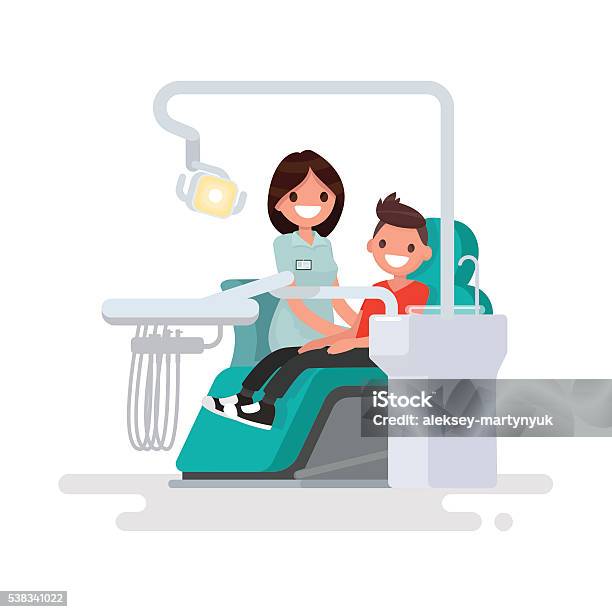 Dental Office Childrens Dentist And Patient Vector Illustrati Stock Illustration - Download Image Now