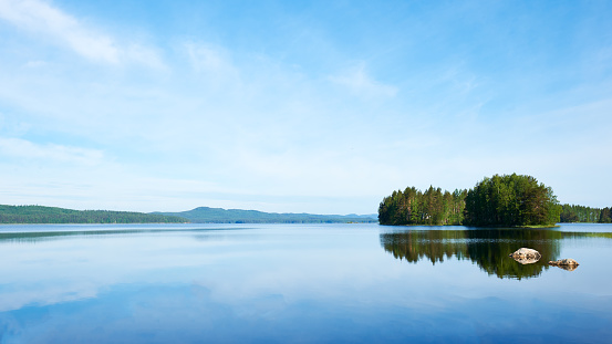 Beautiful Finnish Lake photographed in the bright Scandinavian summer