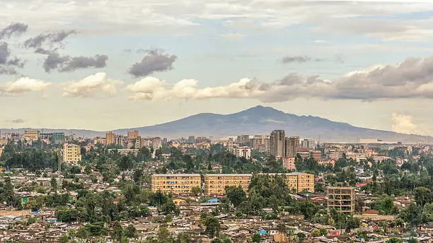 Aerial view of the Addis Ababa, the capital city of Ethiopia