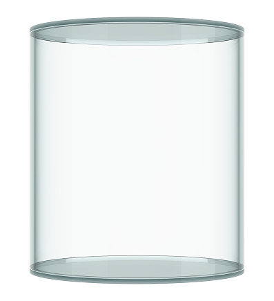Empty glass showcase on white background. 3D rendering