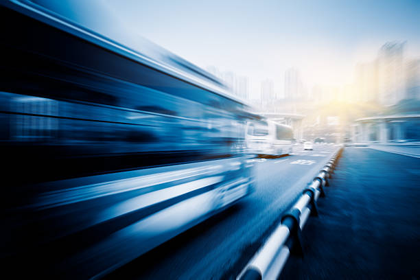 motion blurred traffic on the yangtse river bridge,chongqing china.