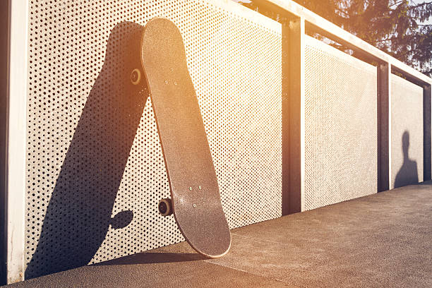 istock Skateboard leaning against wall. Skateboard in the modern space. 538349844