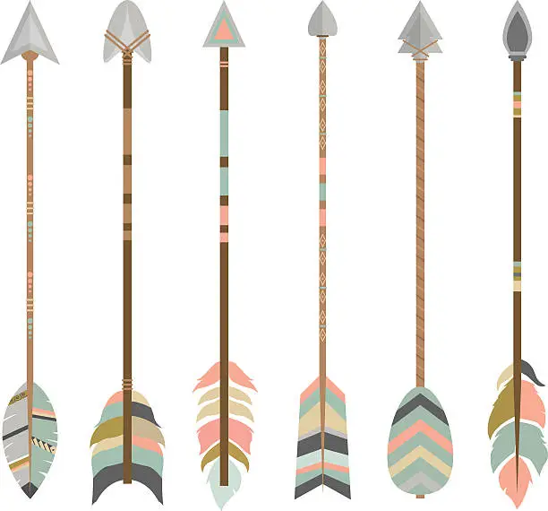 Vector illustration of Tribal Ethnic set of indian arrows in native style