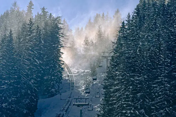 Both ways to get to the top, either use the train or a chairlift