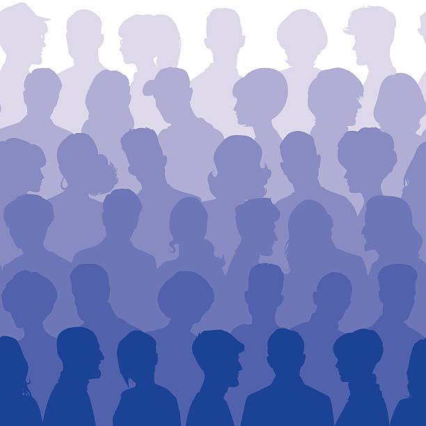 bildbanksillustrationer, clip art samt tecknat material och ikoner med seamless pattern of people silhouettes - människor på rad