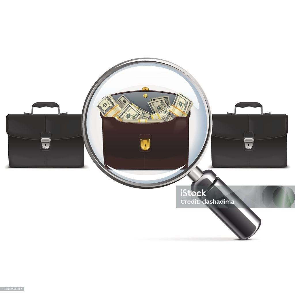 Vector Investment Briefcase with Lens Vector Investment Briefcase with Lens isolated on white background 2015 stock vector