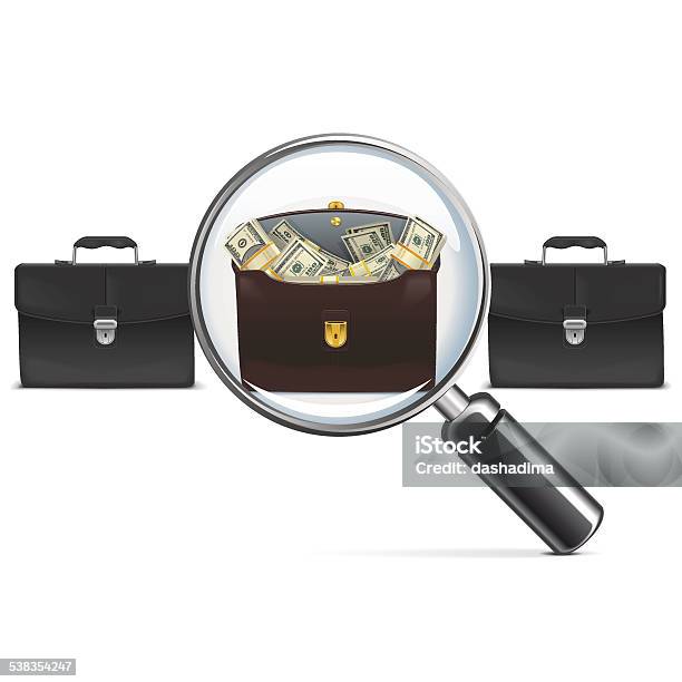 Vector Investment Briefcase With Lens Stock Illustration - Download Image Now - 2015, Agreement, Analyzing