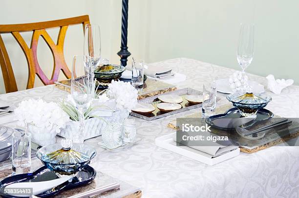 Holiday Table Setting Stock Photo - Download Image Now - 2015, Alcohol - Drink, Anniversary