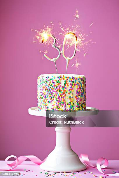 30th Birthday Cake Stock Photo - Download Image Now - Number 30, Birthday Cake, Cake