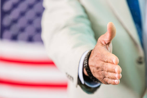 African american man waits to shake hands