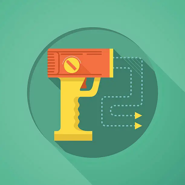 Vector illustration of Stun gun flat color icon