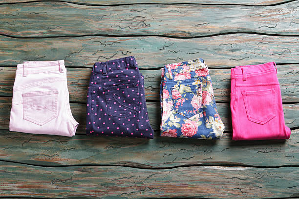 istock Blue trousers with flower print. 538357208