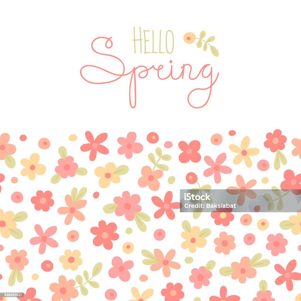 Sizon card Hello Spring with cute flowers Sizon card Hello Spring with cute flowers. Vector illustration. 2015 stock vector