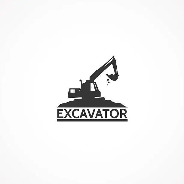 Vector illustration of Excavator on the mountain.