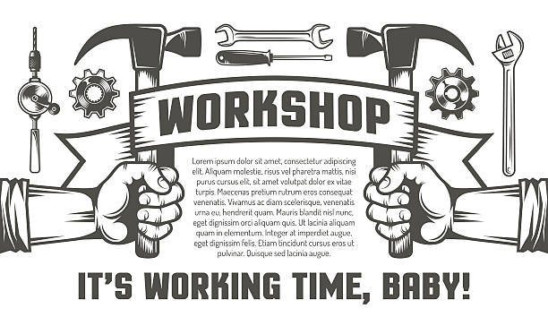 workshop-flyer - baumarkt stock-grafiken, -clipart, -cartoons und -symbole