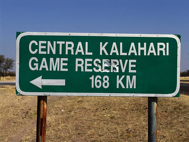istock Signboard with Central Kalahari direction and distance, Botswana 538361026